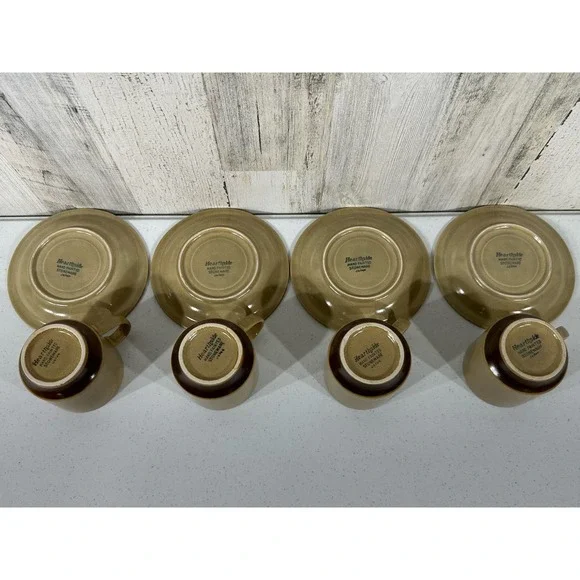 Hearthside Stoneware Dogwood 4 Cups 4 Saucers Hand Painted Japan MCM - Picture 9 of 16